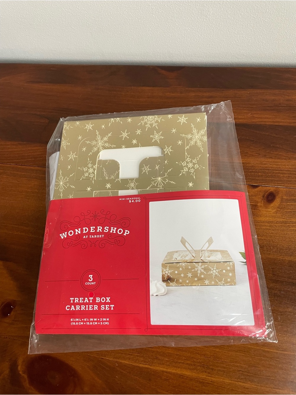 New Wondershop Gold Treat Box Carrier Set- 3 Pack